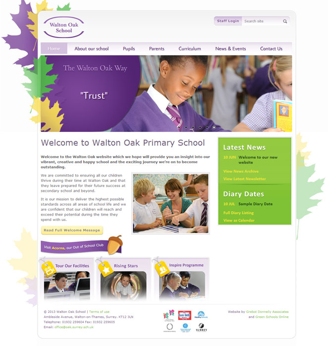Walton Oak School website design