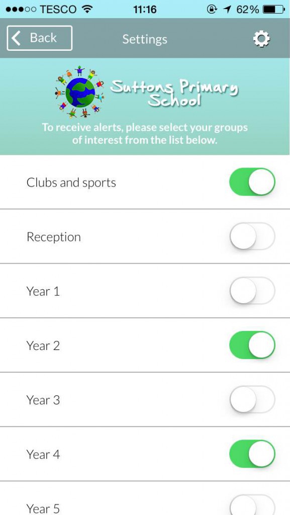 School mobile app push notification screen