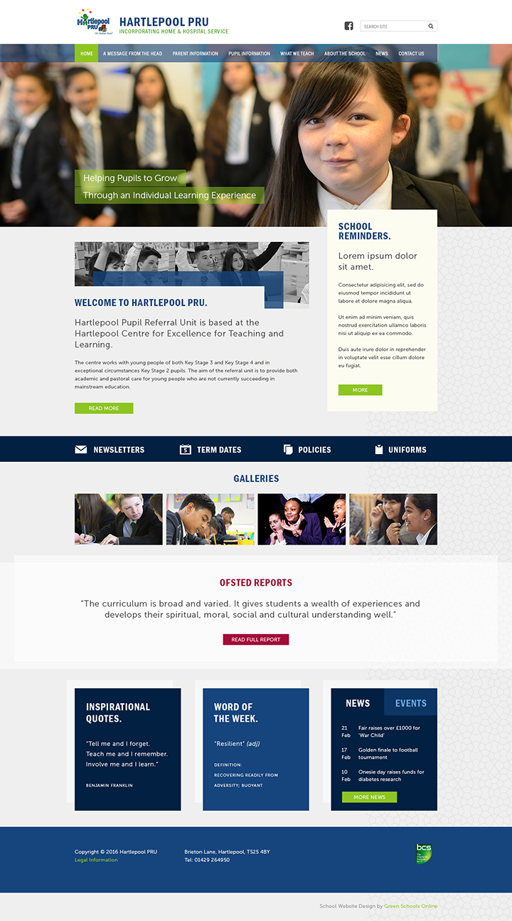 Hartlepool PRU Website Design